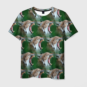 Мужская футболка 3D с принтом Рысь паттерн в Курске, 100% полиэфир | прямой крой, круглый вырез горловины, длина до линии бедер | крупная кошка | паттерн | рыси | рысь | хищная кошка | хищник