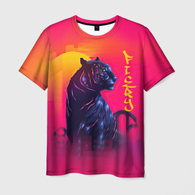 Мужская футболка 3D с принтом |sunset| в Белгороде, 100% полиэфир | прямой крой, круглый вырез горловины, длина до линии бедер | sunset | арт | дикие животные | звери | кошки | тигр