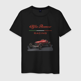 Мужская футболка хлопок с принтом Alfa Romeo   Racing team   Motorsport , 100% хлопок | прямой крой, круглый вырез горловины, длина до линии бедер, слегка спущенное плечо. | alfa romeo | car | motorsport | racing | retro | team | автоспорт | альфа ромео | гонка | ретро