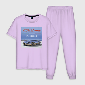 Мужская пижама хлопок с принтом Alfa Romeo   Concept   Desert в Кировске, 100% хлопок | брюки и футболка прямого кроя, без карманов, на брюках мягкая резинка на поясе и по низу штанин
 | alfa romeo | car | concept | desert | nature | sky | автомобиль | альфа ромео | небо | природа | пустыня