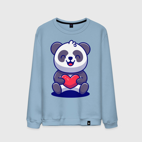 Мужской свитшот хлопок с принтом Панда с сердцем в Курске, 100% хлопок |  | Тематика изображения на принте: bear | heart | panda | smile | медведь | панда | сердце | улыбка
