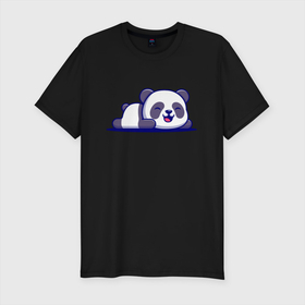 Мужская футболка хлопок Slim с принтом Милашка панда   Cutie panda в Кировске, 92% хлопок, 8% лайкра | приталенный силуэт, круглый вырез ворота, длина до линии бедра, короткий рукав | bear | cutie | panda | paws | smile | лапы | медведь | милашка | панда | улыбка