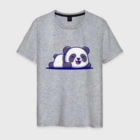 Мужская футболка хлопок с принтом Милашка панда   Cutie panda в Санкт-Петербурге, 100% хлопок | прямой крой, круглый вырез горловины, длина до линии бедер, слегка спущенное плечо. | bear | cutie | panda | paws | smile | лапы | медведь | милашка | панда | улыбка