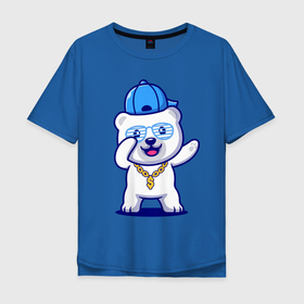 Мужская футболка хлопок Oversize с принтом Cool panda   Dab в Курске, 100% хлопок | свободный крой, круглый ворот, “спинка” длиннее передней части | bear | dab | eyes | muzzle | smile | глаза | медведь | мордочка | очки | улыбка