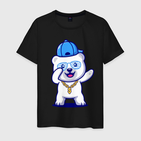 Мужская футболка хлопок с принтом Cool panda   Dab в Новосибирске, 100% хлопок | прямой крой, круглый вырез горловины, длина до линии бедер, слегка спущенное плечо. | bear | dab | eyes | muzzle | smile | глаза | медведь | мордочка | очки | улыбка