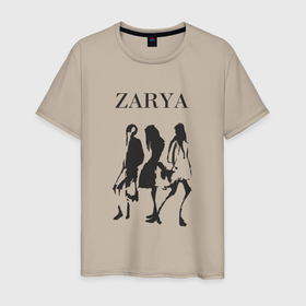 Мужская футболка хлопок с принтом ZARyA в Санкт-Петербурге, 100% хлопок | прямой крой, круглый вырез горловины, длина до линии бедер, слегка спущенное плечо. | zara | zarya | абстракция | девушки | мем | мода | силуэты | черный