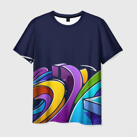 Мужская футболка 3D с принтом Цветное граффити в Санкт-Петербурге, 100% полиэфир | прямой крой, круглый вырез горловины, длина до линии бедер | graffiti | абстрактные линии | абстракция | граффити | красивый фон | линии | текстура | цвета | цветная абстракция