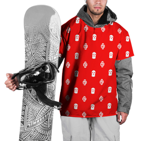 Накидка на куртку 3D с принтом Узор Mono Red Dope Camo (Dope Street Market) в Тюмени, 100% полиэстер |  | балаклава | камуфляж | модные | узор | хайп | шмот