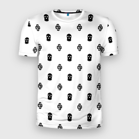 Мужская футболка 3D Slim с принтом Узор Mono White Dope Camo (Dope Street Market) в Новосибирске, 100% полиэстер с улучшенными характеристиками | приталенный силуэт, круглая горловина, широкие плечи, сужается к линии бедра | Тематика изображения на принте: балаклава | камуфляж | модные | узор | хайп | шмот