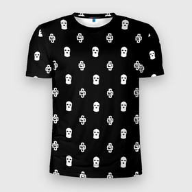 Мужская футболка 3D Slim с принтом Узор Mono Black Dope Camo (Dope Street Market) в Кировске, 100% полиэстер с улучшенными характеристиками | приталенный силуэт, круглая горловина, широкие плечи, сужается к линии бедра | балаклава | камуфляж | модные | узор | хайп | шмот