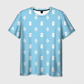 Мужская футболка 3D с принтом Узор Mono Sky Blue Dope Camo (Dope Street Market) в Екатеринбурге, 100% полиэфир | прямой крой, круглый вырез горловины, длина до линии бедер | балаклава | камуфляж | модные | узор | хайп | шмот