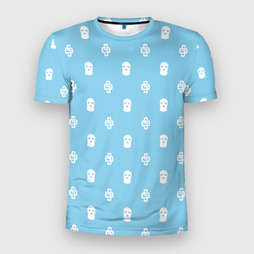 Мужская футболка 3D Slim с принтом Узор Mono Sky Blue Dope Camo (Dope Street Market) в Тюмени, 100% полиэстер с улучшенными характеристиками | приталенный силуэт, круглая горловина, широкие плечи, сужается к линии бедра | балаклава | камуфляж | модные | узор | хайп | шмот