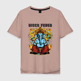 Мужская футболка хлопок Oversize с принтом Диско навсегда , 100% хлопок | свободный крой, круглый ворот, “спинка” длиннее передней части | арт | иллюстрация | музыка | пластинка | слон