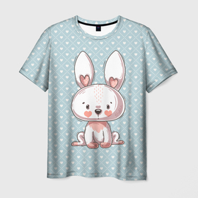 Мужская футболка 3D с принтом Маленький зайчик в Кировске, 100% полиэфир | прямой крой, круглый вырез горловины, длина до линии бедер | Тематика изображения на принте: детский | зайка | зайчик | зайчонок | заяц | кролик
