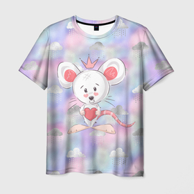 Мужская футболка 3D с принтом Мышь с короной в Кировске, 100% полиэфир | прямой крой, круглый вырез горловины, длина до линии бедер | Тематика изображения на принте: mouse | королева | крыса | мышка | мышь