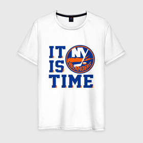 Мужская футболка хлопок с принтом It Is New York Islanders Time Нью Йорк Айлендерс в Курске, 100% хлопок | прямой крой, круглый вырез горловины, длина до линии бедер, слегка спущенное плечо. | hockey | islanders | new york | new york islanders | nhl | usa | айлендерс | нхл | нью йорк | нью йорк айлендерс | спорт | сша | хоккей | шайба