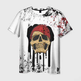Мужская футболка 3D с принтом Череп   краска в Курске, 100% полиэфир | прямой крой, круглый вырез горловины, длина до линии бедер | skull | кости | краска | молодежная | поп | пятна | рок | хиппи | хипстер | череп