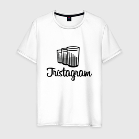 Мужская футболка хлопок с принтом Tristagram в Белгороде, 100% хлопок | прямой крой, круглый вырез горловины, длина до линии бедер, слегка спущенное плечо. | insta | instagram | антибренд | инстаграм | интеренет | соцсети | юмор