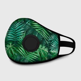 Маска из неопрена с принтом Tropical plants pattern в Кировске, неопрен 100% | Форма огибающая нос. Резинки для ушей с дополнительной резинкой на затылке. Клапан для выдоха для активного дыхания при занятиях спортом. Эластичный материал маски и окантовки для лучшего растяжения и прилегания маски.  | Тематика изображения на принте: flower | flowers | girl | woman | девушкам | девушки | листья | подарок | тропические цветы | цветочки | цветы