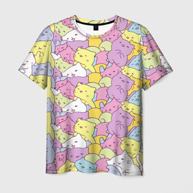 Мужская футболка 3D с принтом Cute pattern of seals , 100% полиэфир | прямой крой, круглый вырез горловины, длина до линии бедер | cat | cute cat | животные | звери | кот | котики | коты | котята | кошка | милое | милота | милые