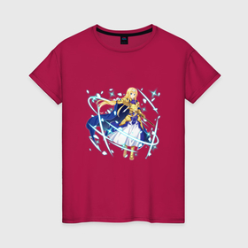 Женская футболка хлопок с принтом Alice Zuberg в Екатеринбурге, 100% хлопок | прямой крой, круглый вырез горловины, длина до линии бедер, слегка спущенное плечо | anime | sword art online | аниме | анимэ | мастера меча онлайн