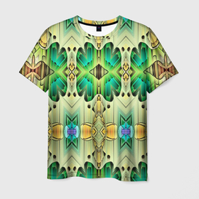 Мужская футболка 3D с принтом Green abstract 3d в Тюмени, 100% полиэфир | прямой крой, круглый вырез горловины, длина до линии бедер | abstract | green | абстракция | зеленая абстракция | зеленый