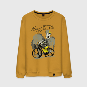 Мужской свитшот хлопок с принтом Веселый гонщик в Курске, 100% хлопок |  | арт | велик | велосипед | иллюстрация | кепка