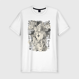 Мужская футболка хлопок Slim с принтом Карандашный рыцарь в Петрозаводске, 92% хлопок, 8% лайкра | приталенный силуэт, круглый вырез ворота, длина до линии бедра, короткий рукав | арт | воин | иллюстрация | камелот | карандаш | рисунок