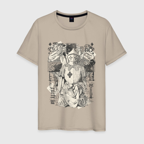 Мужская футболка хлопок с принтом Карандашный рыцарь в Кировске, 100% хлопок | прямой крой, круглый вырез горловины, длина до линии бедер, слегка спущенное плечо. | арт | воин | иллюстрация | камелот | карандаш | рисунок
