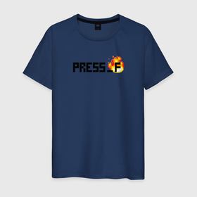 Мужская футболка хлопок с принтом pixel press f в Белгороде, 100% хлопок | прямой крой, круглый вырез горловины, длина до линии бедер, слегка спущенное плечо. | надписи | пиксельарт | подарок | прикол | уважение