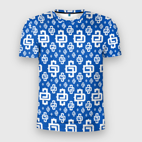 Мужская футболка 3D Slim с принтом Узор Blue Pattern Dope Camo (Dope Street Market) в Тюмени, 100% полиэстер с улучшенными характеристиками | приталенный силуэт, круглая горловина, широкие плечи, сужается к линии бедра | Тематика изображения на принте: балаклава | камуфляж | модные | узор | хайп | шмот