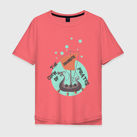 Мужская футболка хлопок Oversize с принтом Пиратская шкуна в Тюмени, 100% хлопок | свободный крой, круглый ворот, “спинка” длиннее передней части | Тематика изображения на принте: microsoft | xbox | арт | иллюстрация | корабль | море