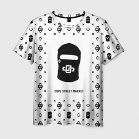 Мужская футболка 3D с принтом Узор White Dope Ski Mask (Dope Street Market) в Курске, 100% полиэфир | прямой крой, круглый вырез горловины, длина до линии бедер | Тематика изображения на принте: балаклава | модные | узор | хайп | шмот