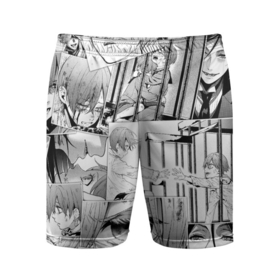 Мужские шорты спортивные с принтом Тёмный дворецкий pattern ,  |  | anime | ciel phantomhive | sebastian michaelis | аниме | анимэ | сиэль фантомхайв