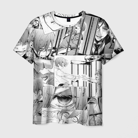 Мужская футболка 3D с принтом Тёмный дворецкий pattern в Курске, 100% полиэфир | прямой крой, круглый вырез горловины, длина до линии бедер | anime | ciel phantomhive | sebastian michaelis | аниме | анимэ | сиэль фантомхайв