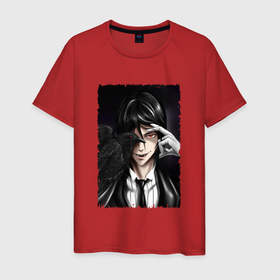 Мужская футболка хлопок с принтом Опасный Себастьян , 100% хлопок | прямой крой, круглый вырез горловины, длина до линии бедер, слегка спущенное плечо. | anime | sebastian michaelis | аниме | анимэ