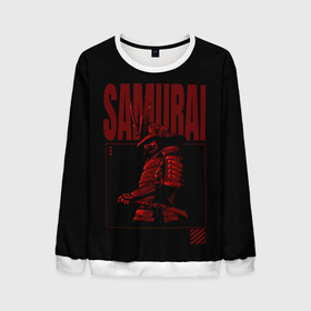 Мужской свитшот 3D с принтом Темный самурай с надписью в Кировске, 100% полиэстер с мягким внутренним слоем | круглый вырез горловины, мягкая резинка на манжетах и поясе, свободная посадка по фигуре | samurai | буси | воин | самурай | япония