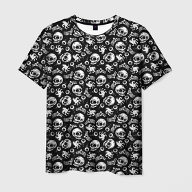 Мужская футболка 3D с принтом Skull   Eye   Bones   Hype в Екатеринбурге, 100% полиэфир | прямой крой, круглый вырез горловины, длина до линии бедер | bones | eye | hype | skull | глаз | кости | хайп | череп