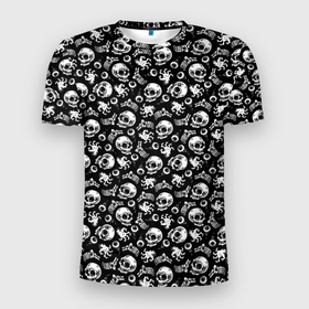 Мужская футболка 3D Slim с принтом Skull   Eye   Bones   Hype в Екатеринбурге, 100% полиэстер с улучшенными характеристиками | приталенный силуэт, круглая горловина, широкие плечи, сужается к линии бедра | bones | eye | hype | skull | глаз | кости | хайп | череп