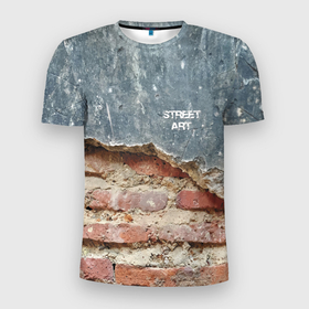 Мужская футболка 3D Slim с принтом Street art   Wall в Кировске, 100% полиэстер с улучшенными характеристиками | приталенный силуэт, круглая горловина, широкие плечи, сужается к линии бедра | art | plaster | vanguard | wall | авангард | искусство | стена | штукатурка
