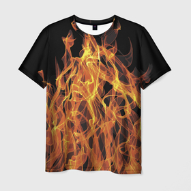 Мужская футболка 3D с принтом Flame   Pattern , 100% полиэфир | прямой крой, круглый вырез горловины, длина до линии бедер | element | fire | flame | pattern | огонь | пламя | стихия | узор