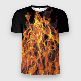 Мужская футболка 3D Slim с принтом Flame   Pattern , 100% полиэстер с улучшенными характеристиками | приталенный силуэт, круглая горловина, широкие плечи, сужается к линии бедра | Тематика изображения на принте: element | fire | flame | pattern | огонь | пламя | стихия | узор