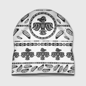 Шапка 3D с принтом Ацтек в Курске, 100% полиэстер | универсальный размер, печать по всей поверхности изделия | ацтек | индеец | орнамент | перо | перья | попугай | птица | тату | узор | фольклор | этника | этно