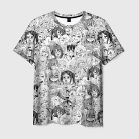 Мужская футболка 3D с принтом АХЕГАО (AHEGAO) аниме в Курске, 100% полиэфир | прямой крой, круглый вырез горловины, длина до линии бедер | ahegao | anime | cosplay | senpai | аниме | ахегао | коллаж | косплей | паттерн | сенпай | фото