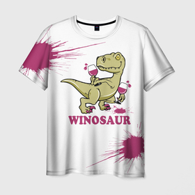 Мужская футболка 3D с принтом Винозавр Динозавр , 100% полиэфир | прямой крой, круглый вырез горловины, длина до линии бедер | Тематика изображения на принте: 2022 | beast | dino | вино | винозавр | динозавр | животные | зверь | когти | мем | приколы | чб