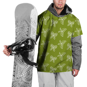 Накидка на куртку 3D с принтом Узор. Белые листья на оливковом. , 100% полиэстер |  | белые листочки | белые листья | болотный | графика | графический | графический узор | зеленый | лист | листок | листочек | листочки | листочки узор | листья | нейтральный дизайн | нейтральный узор