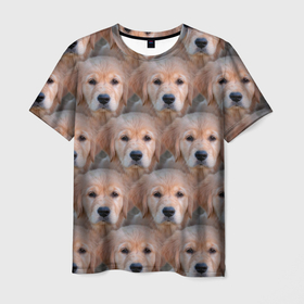 Мужская футболка 3D с принтом Маленькие щенята в Новосибирске, 100% полиэфир | прямой крой, круглый вырез горловины, длина до линии бедер | Тематика изображения на принте: паттерн | песик | собака | собачка | щенок | щенята