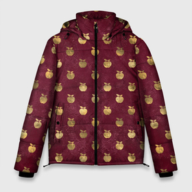 Мужская зимняя куртка 3D с принтом Золотые блестки яблоки в Тюмени, верх — 100% полиэстер; подкладка — 100% полиэстер; утеплитель — 100% полиэстер | длина ниже бедра, свободный силуэт Оверсайз. Есть воротник-стойка, отстегивающийся капюшон и ветрозащитная планка. 

Боковые карманы с листочкой на кнопках и внутренний карман на молнии. | Тематика изображения на принте: блестки | золотинки | золото | золотые | яблоки | яблочки