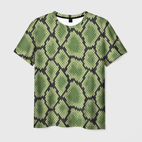 Мужская футболка 3D с принтом Шкура рептилии в Екатеринбурге, 100% полиэфир | прямой крой, круглый вырез горловины, длина до линии бедер | динозавр | змея | крокодил | чешуя | ящер | ящерица