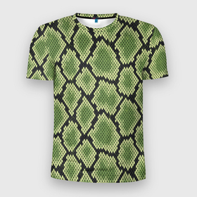 Мужская футболка 3D Slim с принтом Шкура рептилии в Санкт-Петербурге, 100% полиэстер с улучшенными характеристиками | приталенный силуэт, круглая горловина, широкие плечи, сужается к линии бедра | динозавр | змея | крокодил | чешуя | ящер | ящерица